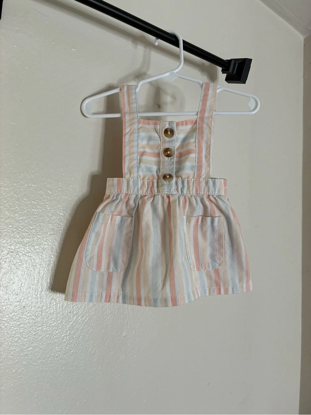 3-6M Nicole Miller New York Striped Peach & Cream Dress